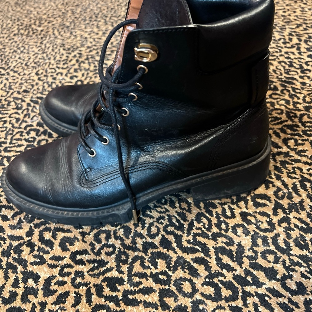 COACH Black Leather Lorimer Bootie Style G5293 Womens Combat Boots Size 9B